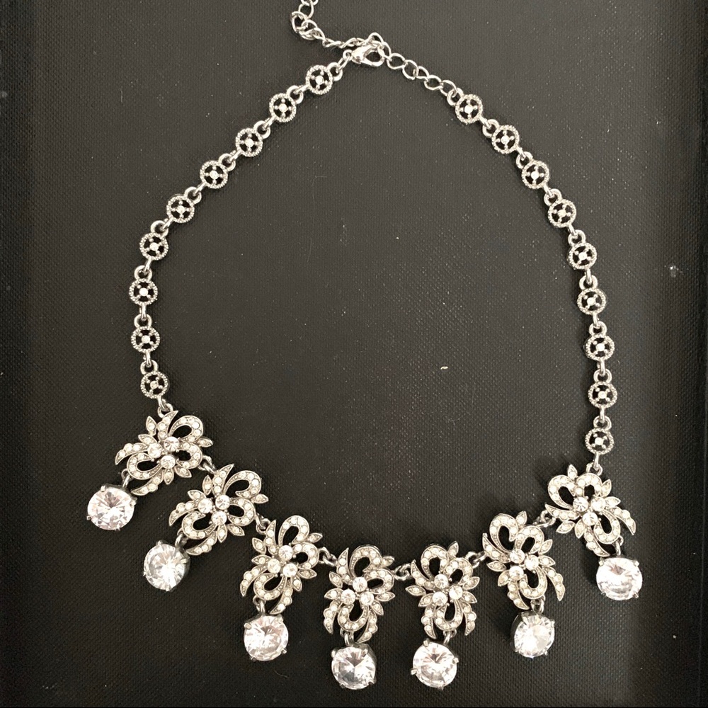 Faceted Crystal Statement Necklace - image 1